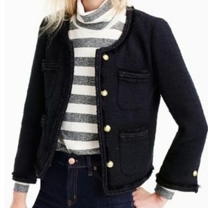 J Crew Black Cropped Lady Jacket with Gold Buttons Sz 2